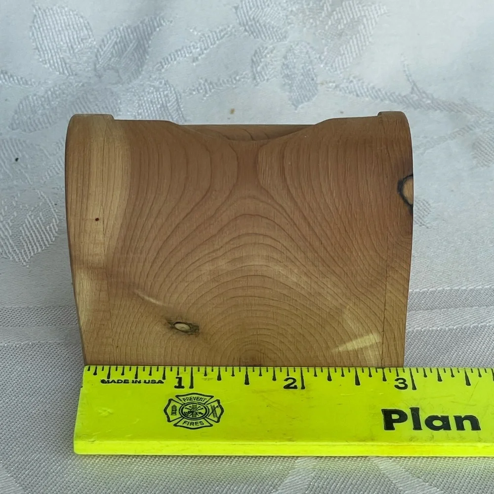 Vintage Cedar Wood Heart Bandsaw Trinket Jewelry Box Handcrafted Natural
